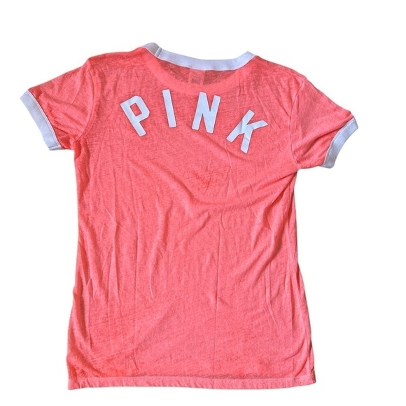 #27 PINK Victoria's Secret Ringer Tee in Burn Out Orange - Picture 3 of 4